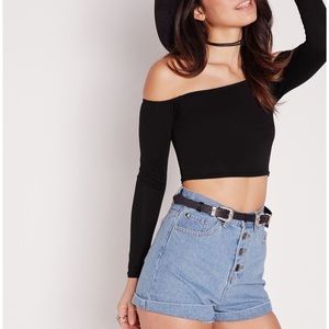 Black off the shoulder crop top